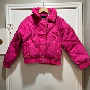 Vintage Rare Inside Edge Pink Jacket Ski Down Small Puffer Button Zip